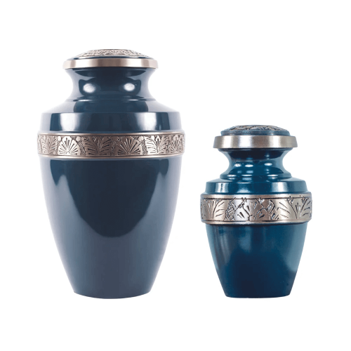 Ocean Blue Pewter Brass Single Ashes Urn