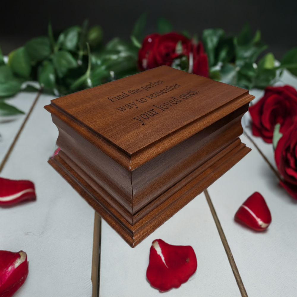 Solid Mahogany Twin Adult Ashes Cremation Casket| Urn Free Engraving - Image 8