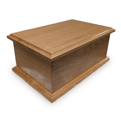 Solid Oak Plain Twin Adult Ashes Cremation Casket