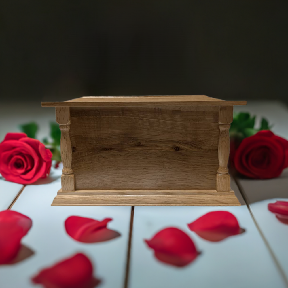 Solid Oak Single Pillared Style Adult Ashes Cremation Casket/ Urn Free Engraving - Image 9