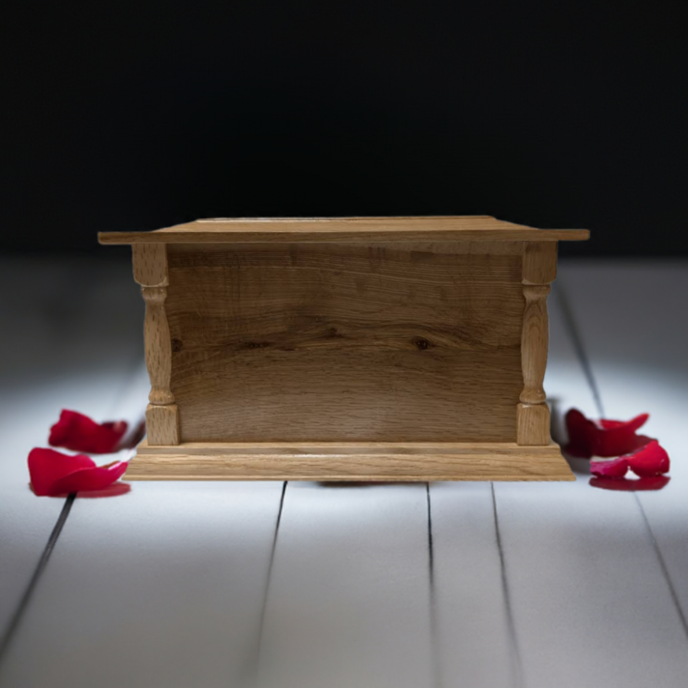 Solid Oak Single Pillared Style Adult Ashes Cremation Casket/ Urn Free Engraving - Image 10