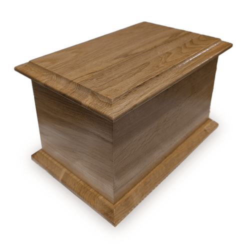 Solid Oak Single Plain Style Adult Ashes Cremation Casket