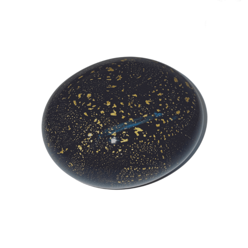 Black & 24ct Gold Glass Memory Pebble