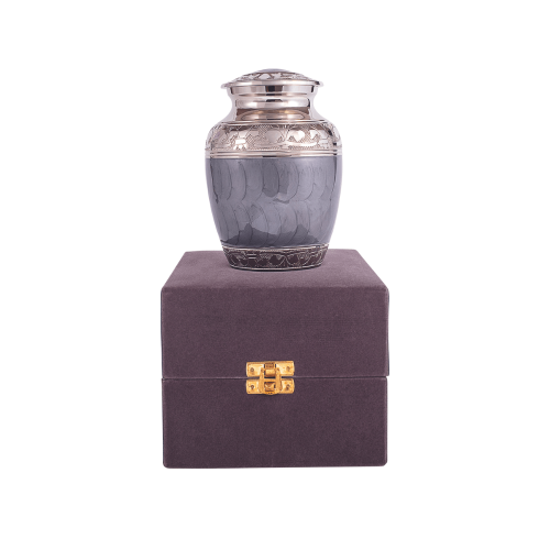 French Grey Brass Child Ashes Urn