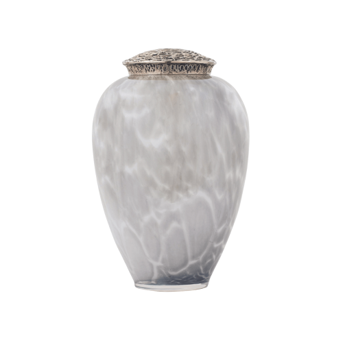 Superior Light Grey Hand-Blown Glass Adult Ashes Urn