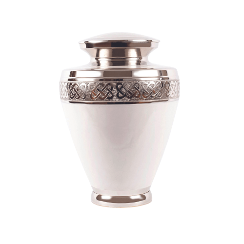 White Brass Single Ashes Urn