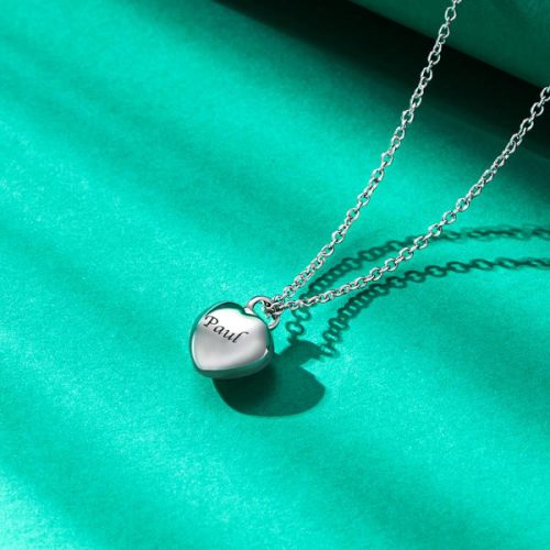 Engraved Mini Heart Urn Pendant Necklace for Ashes