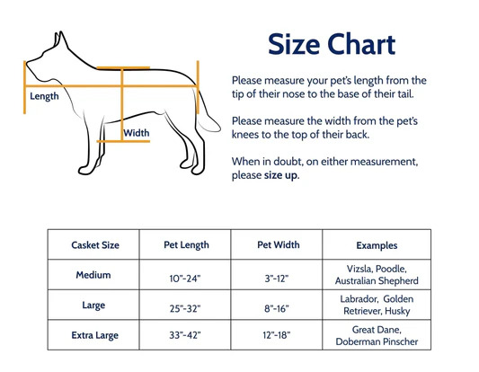a dog size chart with measurements urn size calculator